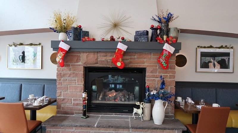 Gattara Restaurant Denver  Fireplace with Chrismas Decor