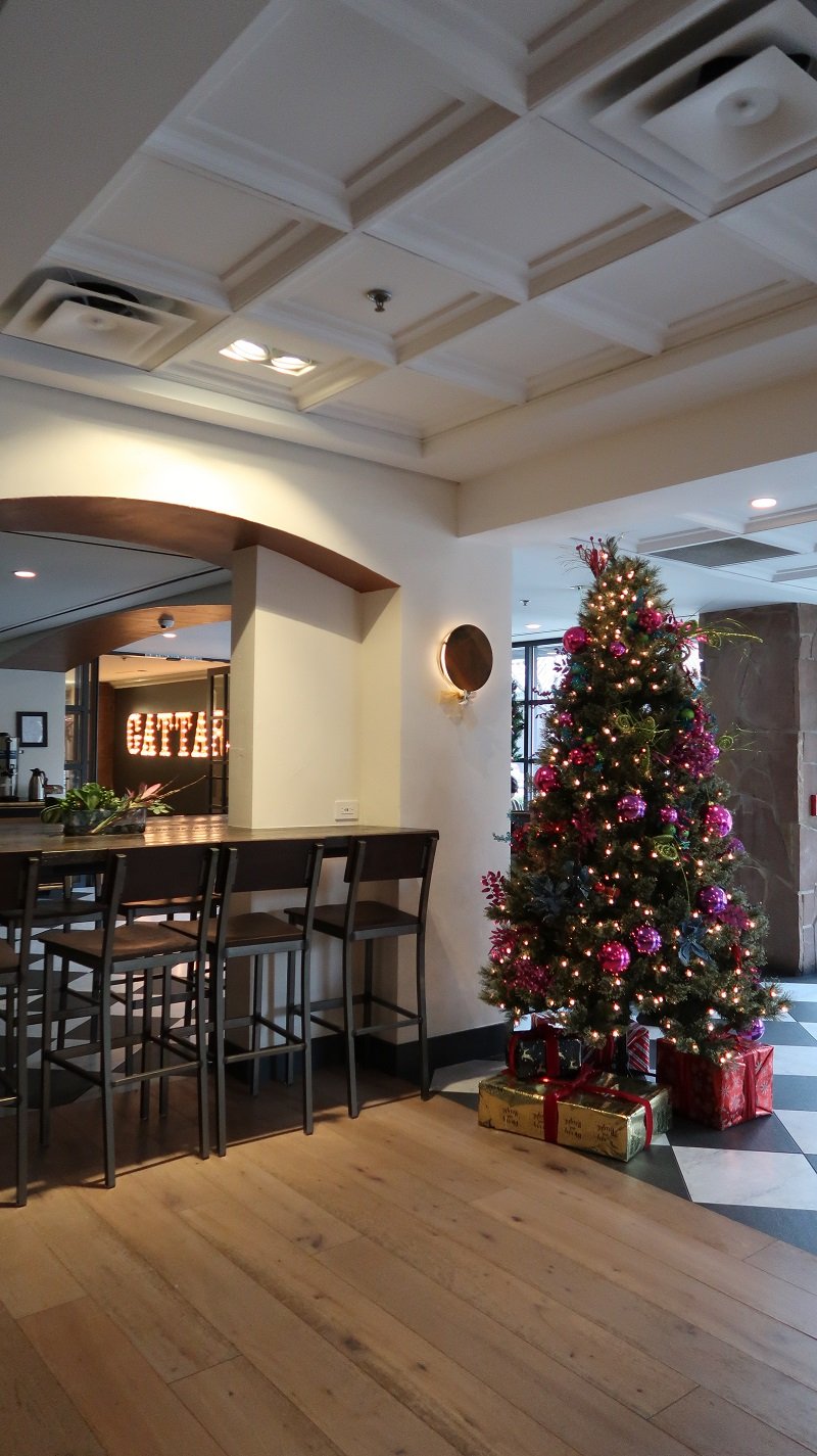 Gattara Restaurant Denver  Hallway with Christmas Tree